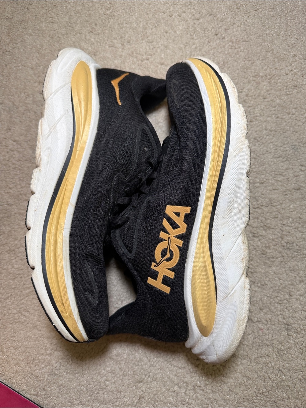 Hoka Black and Gold Women's Athletic Running Shoes - Picture 12 of 13